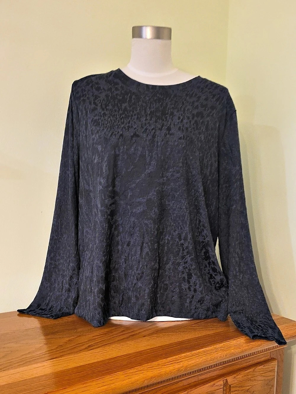 Simply Vera Wang Women's Long Sleeve Top Black XL